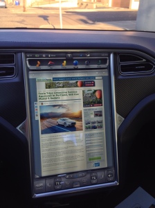 Green Car Reports write up about Tesla Trips being displayed on the Tesla's touchscreen